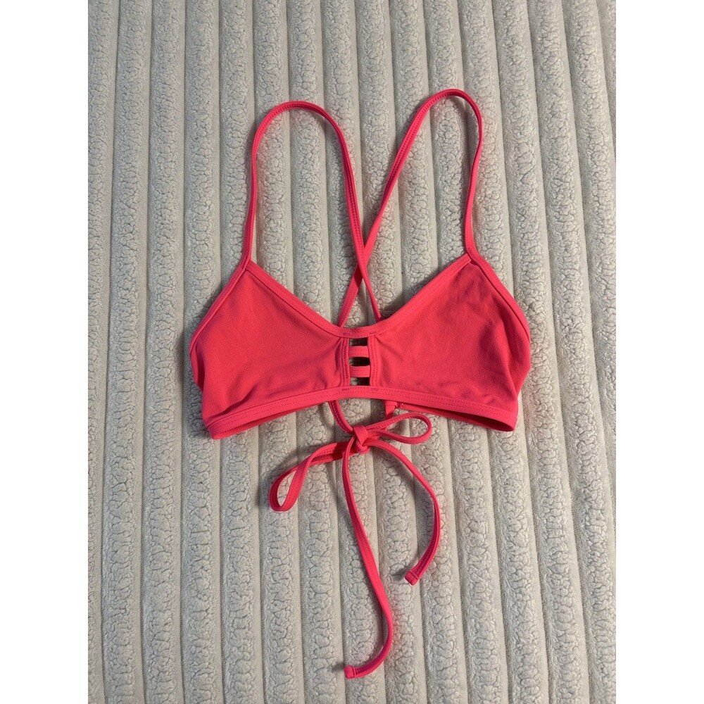 Jolyn Tomcat strappy cross cross cut out tie back Bikini Top women’s large Pink